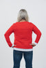 Image of Nally & Millie Contrast Accented Long Sleeve Crew Neck Top - Red