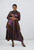 Image of IC Collection 3/4 Sleeve Mock Neck Swing Dress - Orange/Fuchsia