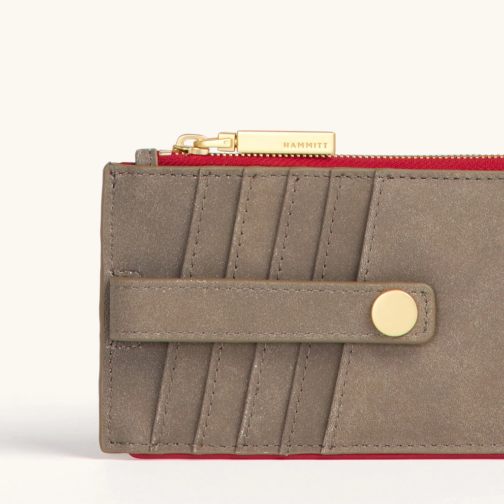 Hammitt 210 West Wallet - Pewter/Brushed Gold/Red Zip