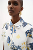 Image of Joseph Ribkoff Stretch Cotton Tropical Print A-Line Dress - Vanilla/Multi