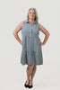 Image of Steven Guy Sleeveless Half Button Front Closure Tiered Gingham Dress - Black/White