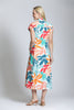 Image of APNY Apparel Short Sleeve Tie Front Floral Print Dress - White/Multicolor