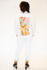 Image of AZI Linda Print Back Denim Jacket - White/Orange