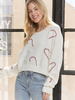 Image of Adora Candy Cane Appliqué Cropped Sweater - Off White