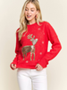 Image of Adora Sequin Reindeer Sweater - Red