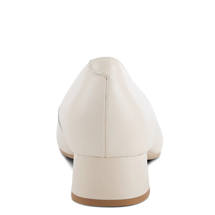 Azura Angelinite Rose Ornament Detail Low Block Heel Slip On - Bone/Black