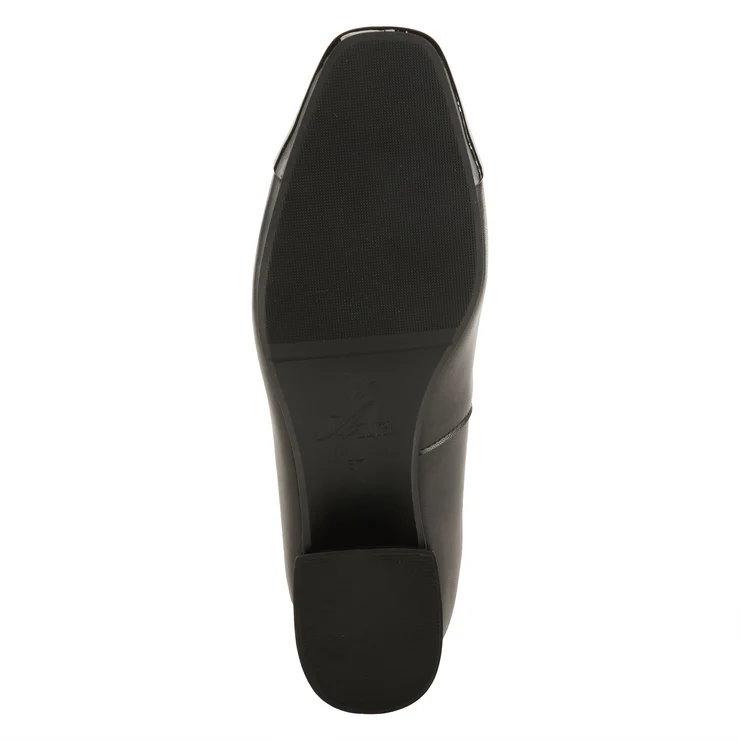 Azura Angelinite Rose Ornament Detail Low Block Heel Slip On - Black