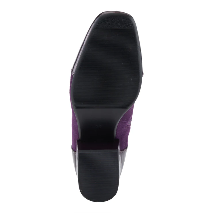 Azura Mozza Patent Detail Side Zip Low Heel Boot - Purple
