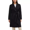 Image of Badgley Mischka Virginia Wide Collar Belted Wrap Trench Coat - Black *Take an Extra 20% Off*