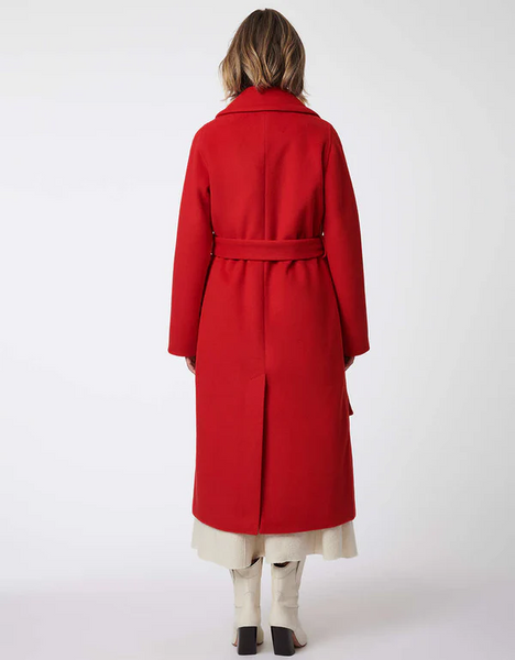 Bernardo Button Front Belted Coat - Red