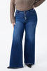 Image of Bayeas Plus Size Mid Rise Button Fly Wide Leg Jeans - Mirror