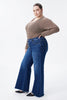 Image of Bayeas Plus Size Mid Rise Button Fly Wide Leg Jeans - Mirror