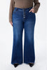 Image of Bayeas Plus Size Mid Rise Button Fly Wide Leg Jeans - Mirror