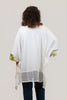 Image of Berek Foil Trim Laser Cut Woven Hem Single Button Closure Batwing Top - White/Lime