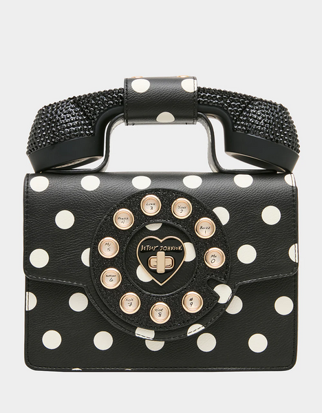Betsey Johnson Miss Connection Polka Dot Phone Crossbody Handbag