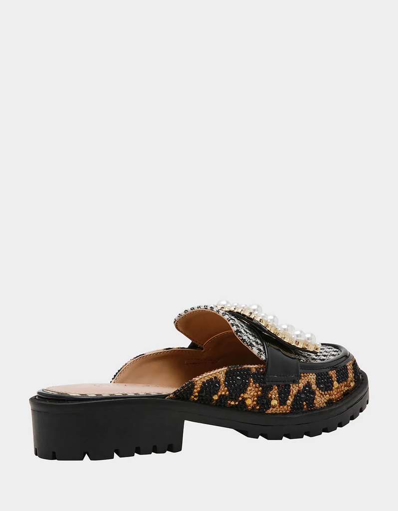 Betsey Johnson Grayce Rhinestone and Pearl Embellished Mule - Leopard/Multicolor