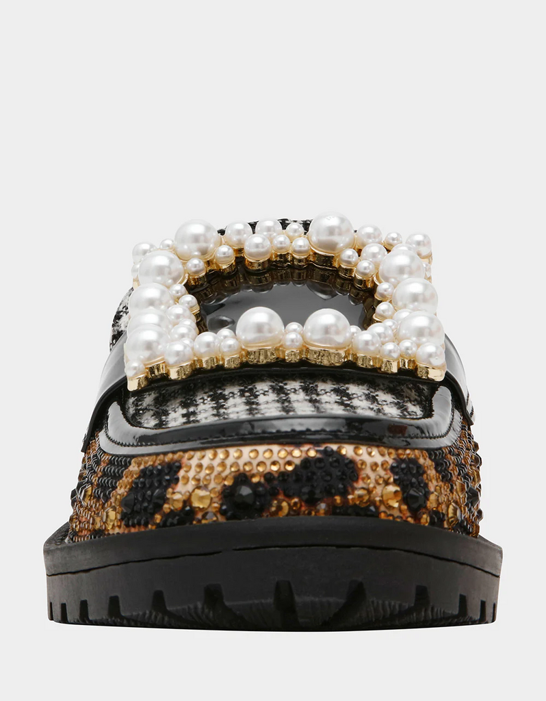 Betsey Johnson Grayce Rhinestone and Pearl Embellished Mule - Leopard/Multicolor