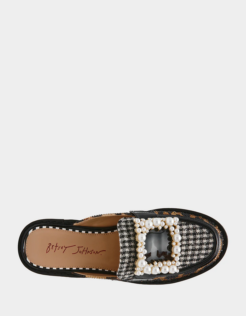 Betsey Johnson Grayce Rhinestone and Pearl Embellished Mule - Leopard/Multicolor