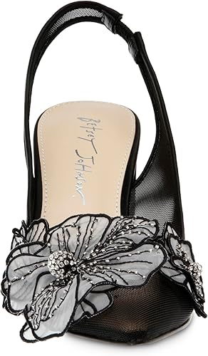 Betsey Johnson Petra Floral Embellished Block Heel Slingback - Black