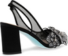 Image of Betsey Johnson Petra Floral Embellished Block Heel Slingback - Black