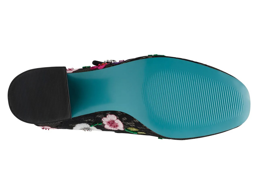 Betsey Johnson Rubee Floral Embroidered Mesh Mary Jane - Black/Multicolor