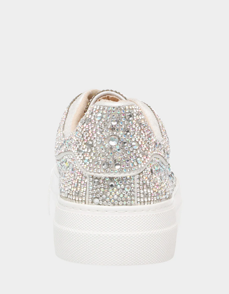Betsey Johnson Sidny Lace-Up Rhinestone Sneaker - Silver