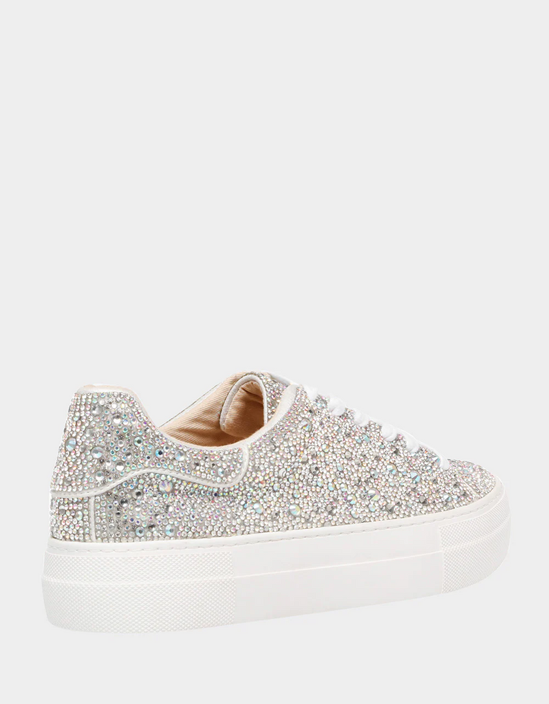 Betsey Johnson Sidny Lace-Up Rhinestone Sneaker - Silver