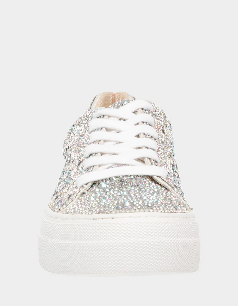 Betsey Johnson Sidny Lace-Up Rhinestone Sneaker - Silver
