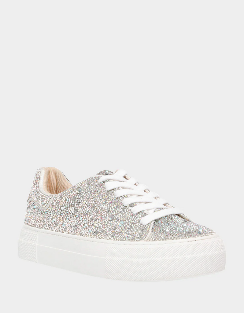 Betsey Johnson Sidny Lace-Up Rhinestone Sneaker - Silver