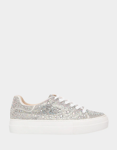 Betsey Johnson Sidny Lace-Up Rhinestone Sneaker - Silver