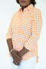 Image of Boho Chic Button Front/Back Pucker Blouse - Tangerine