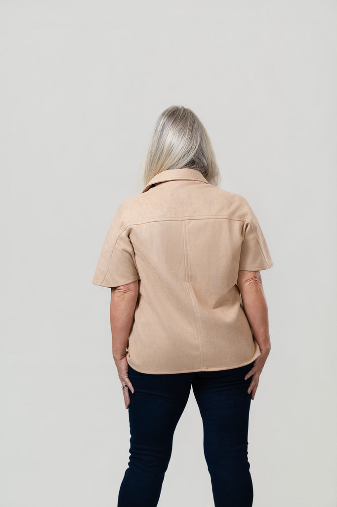 Boho Chic Asymmetric Zip Faux Suede Jacket - Taupe