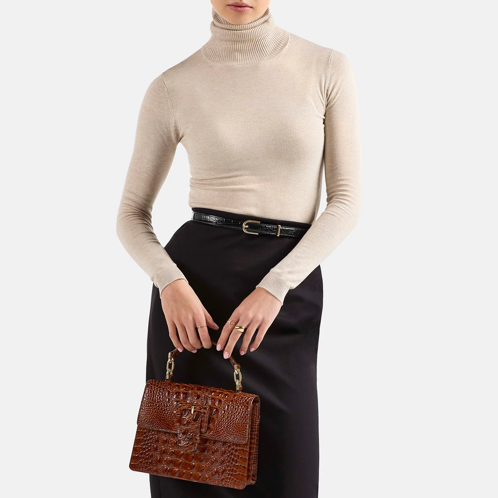Brahmin Small Hallie Satchel - Mindful Grey Acoustic