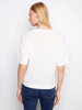 Image of Charlie B Short Sleeve Cotton Top with Denim Appliqué Hearts - White/Blue