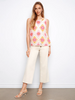Image of Charlie B Floral Sleeveless Crochet Cotton Blend Top - Apricot
