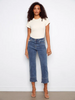Image of Charlie B Straight Leg Scalloped Hem Cropped Jean - Medium Blue