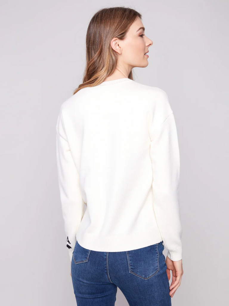 Charlie B Queen of Hearts Jacquard Sweater - White