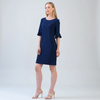 Image of Clara Sunwoo Tie Back Tulip Sleeve Dress - Navy