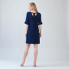 Image of Clara Sunwoo Tie Back Tulip Sleeve Dress - Navy