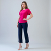 Image of Clara Sunwoo Flounce Sleeve Stitch Overlay Top - Hot Pink