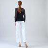 Image of Clara Sunwoo Mesh Insert Surplice Neck Illusion Sleeve Top - Black