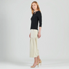Image of Clara Sunwoo Reversible Tie Neckline 3/4 Sleeve Top - Black