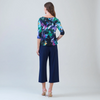 Image of Clara Sunwoo Floral Dream Print Half Sleeve Scoop Neck Top - Purple/Multicolor