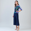 Image of Clara Sunwoo Floral Dream Print Half Sleeve Scoop Neck Top - Purple/Multicolor