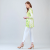 Image of Clara Sunwoo Side Vent Kerchief Hem 3/4 Sleeve Tunic - Lime Green/White