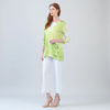 Image of Clara Sunwoo Side Vent Kerchief Hem 3/4 Sleeve Tunic - Lime Green/White