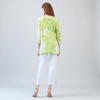 Image of Clara Sunwoo Side Vent Kerchief Hem 3/4 Sleeve Tunic - Lime Green/White