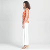Image of Clara Sunwoo Cap Sleeve Side Tie Top - Coral/Ivory