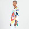 Image of Clara Sunwoo Angle Hemline Abstract Print Tunic - Multicolor