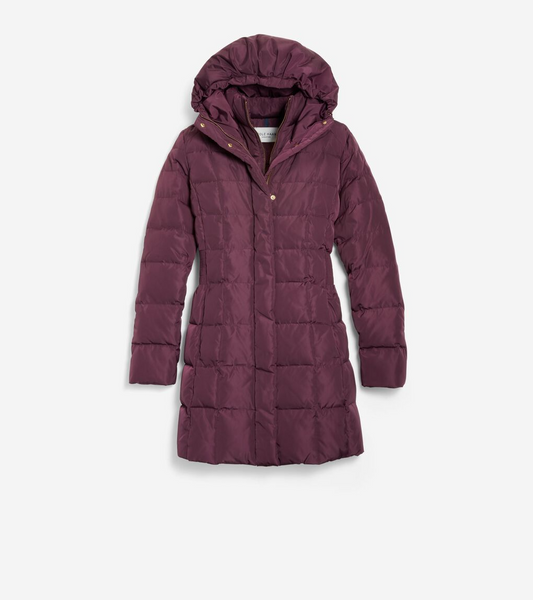 Cole Haan Hooded Down Puffer Coat - Merlot *$25 Gift Certificate w/  Purchase*